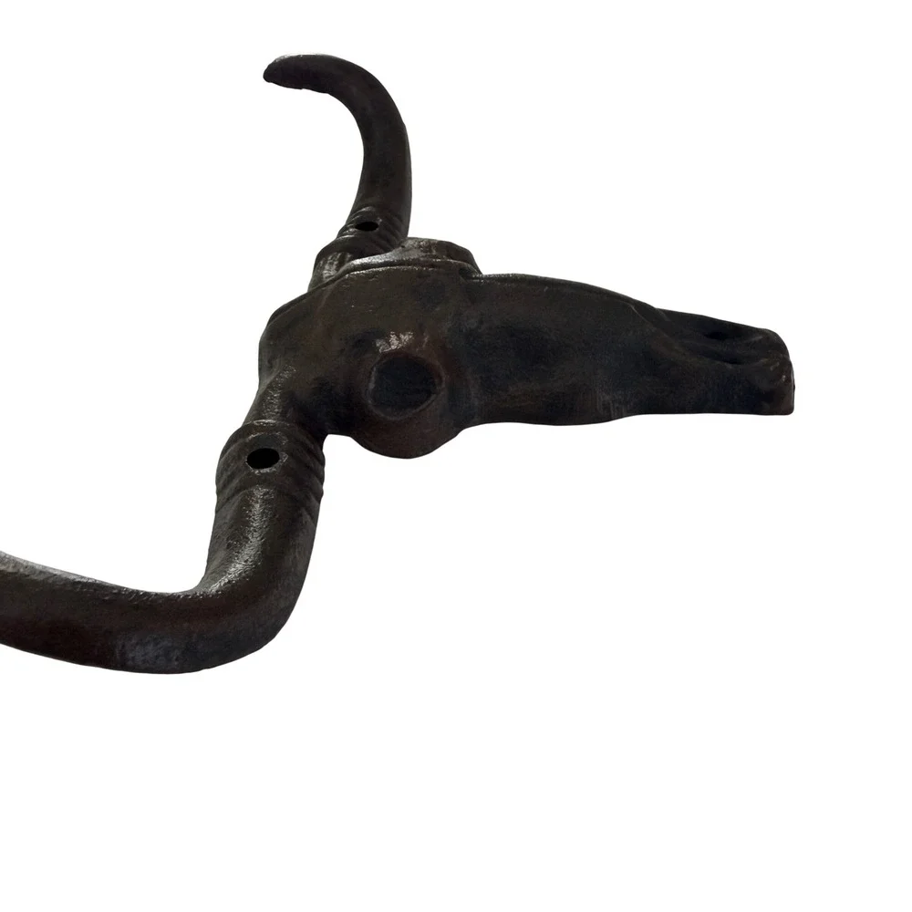 Bull Skull Metal Wall Hook Rustic Western Cowboy Ranch Southwestern Decor